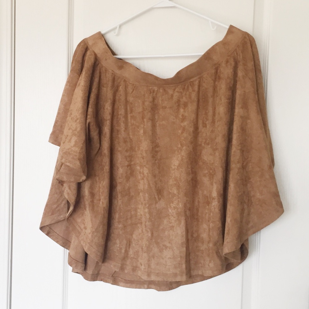 OLIVACEOUS faux suede off the shoulder top